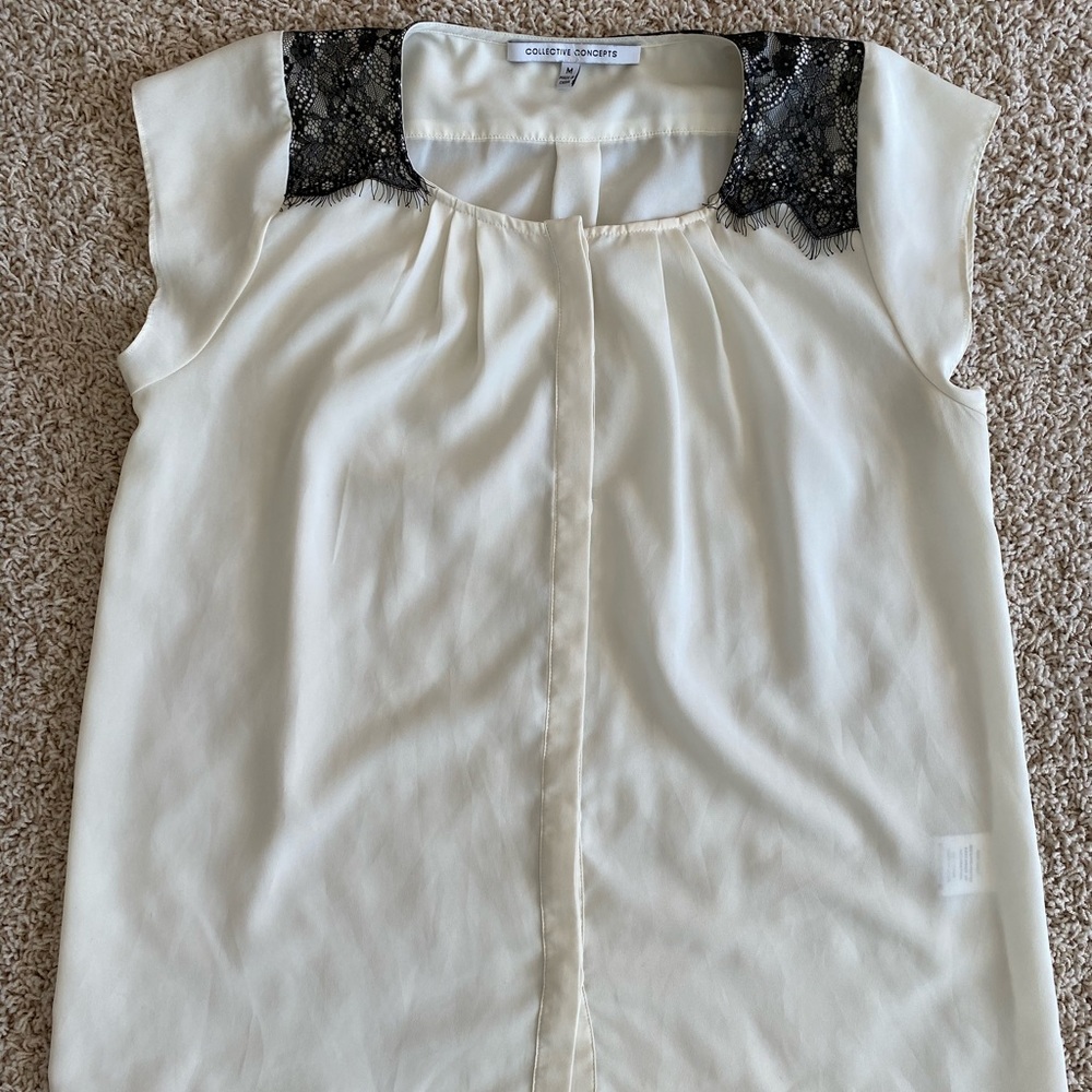 Off white with black lace blouse